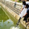Wabup Kuningan saat menebar 10 ribu bibit ikan nila.